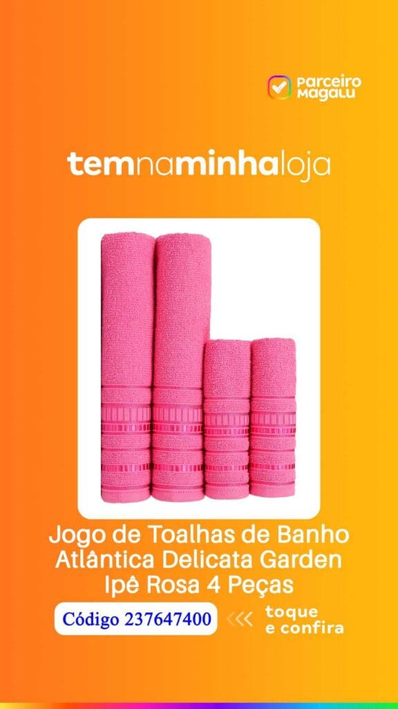 Jogo de Toalhas de Banho Atlântica Delicata Garden Ipê Rosa 4 Peças